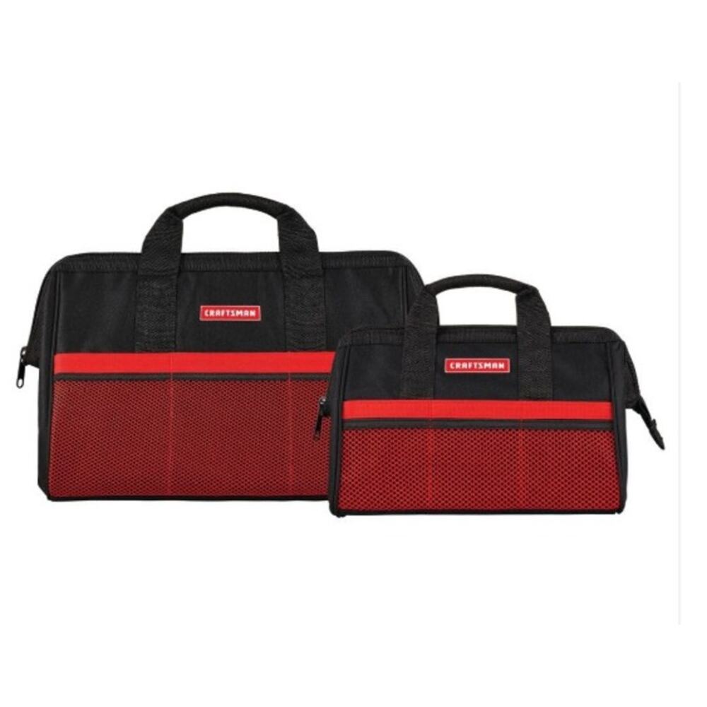NEW Craftsman 13-inch and 18-inch Zippered Tool Bag Combo in black and red